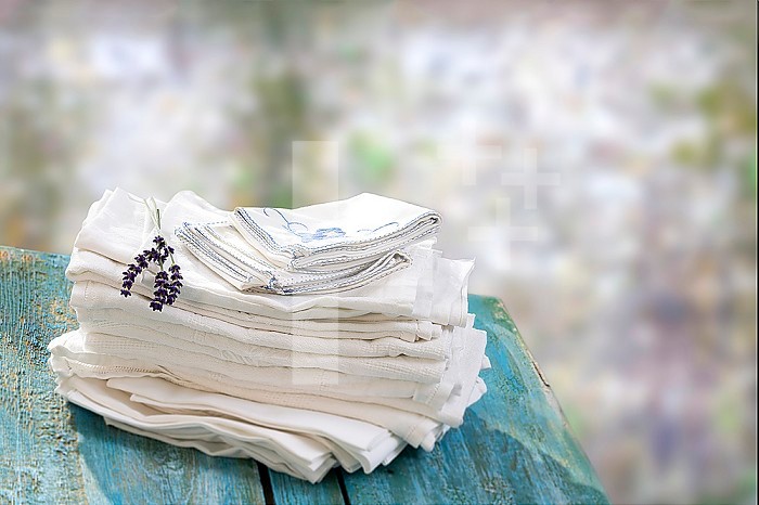Stack of linens.