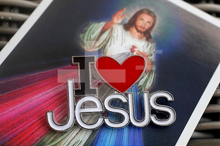 Image of Jesus the Divine Mercy, I trust in you and I Love jesus Pin.