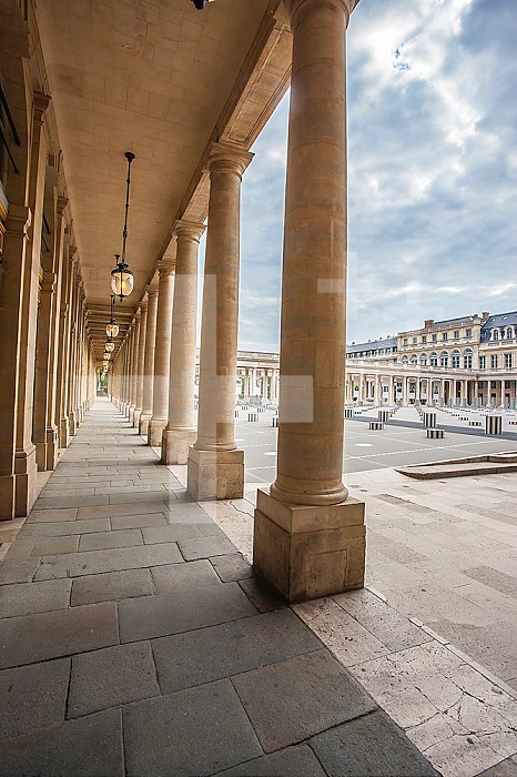 Europe, France, Paris, gardens of the Royal Palace empty because of the coronavirus crisis.