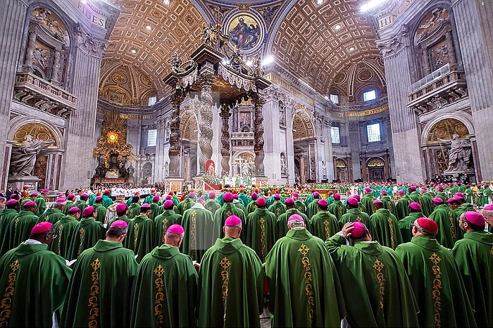 Pope Francis celebrates a closing mass at the end of the Synod of Bishops in St Peter´s Basilica at the Vatican.