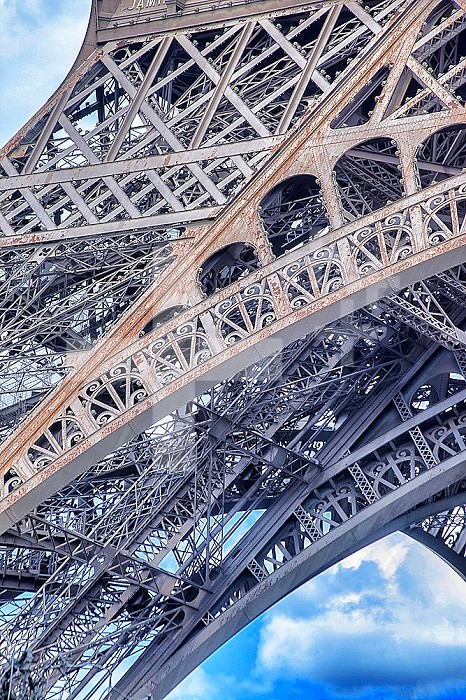 Detail of the Eiffel Tower, Paris, France, Europe.