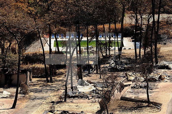Flots Bleus campsite near the Dune du Pilat located in the town of Teste de Buch destroyed by the fire of July 2022
