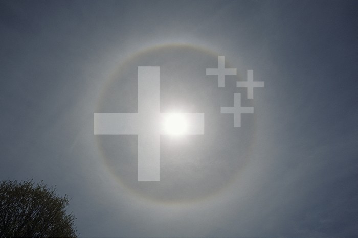 Solar halo (22 degrees) in a cirrostratus cloud.
