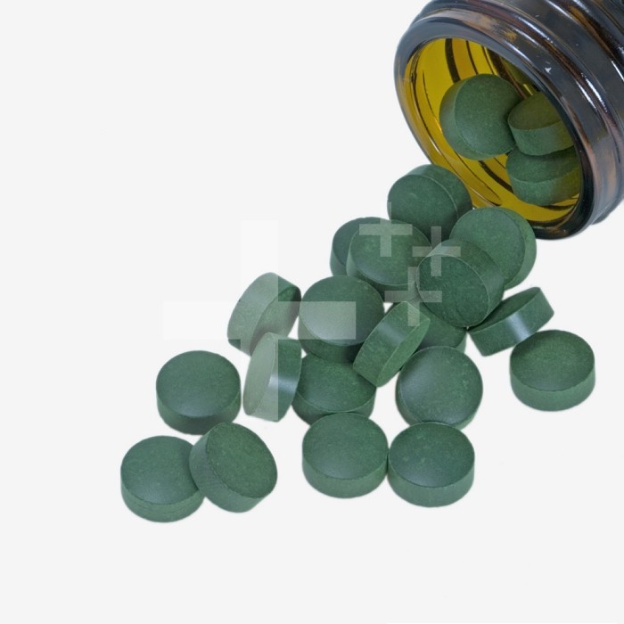 Spirulina Cyanobacteria food supplement tablets