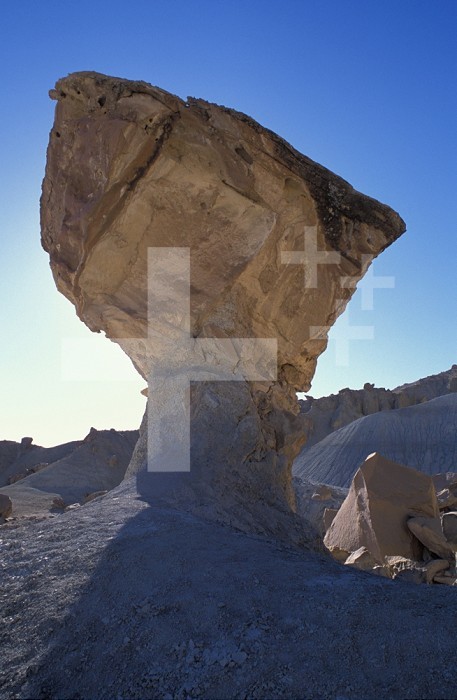 Balanced or Mushroom Rock in Tropic Shale Badlands of Glen Canyon National Recreation Area, Colorado Plateau, Utah, USA.