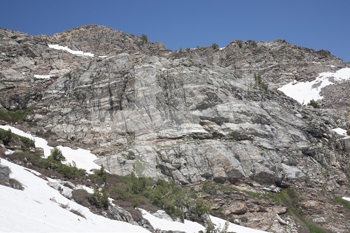 Cliffs of Gneiss, a high grade metamorphic rock, in Eastern Nevada, USA.