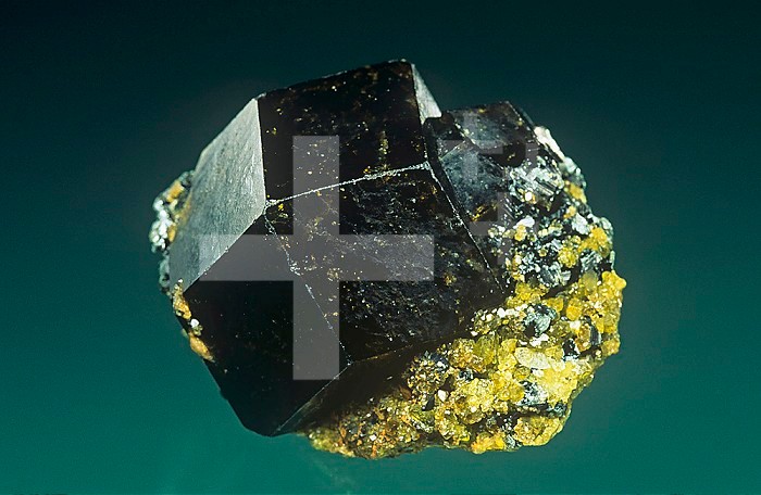 Andradite crystal on Granite, Afghanistan.