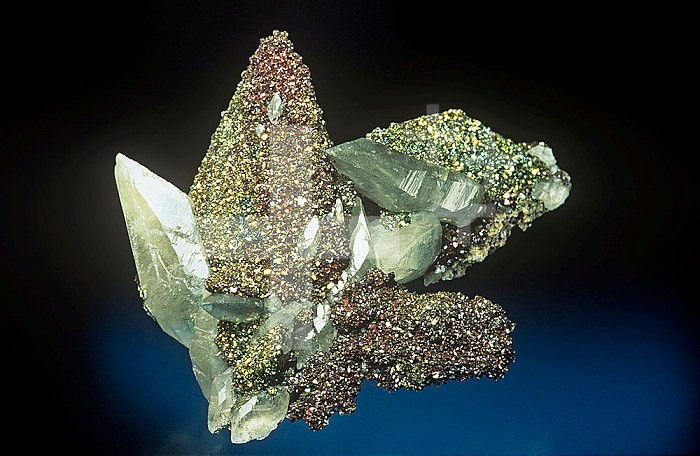 Marcasite on Calcite with Calcite, Missouri, USA.