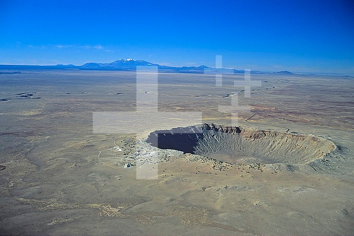 Aerial view of the Meteor Crater, Winslow, Arizona, USA.