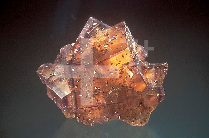 Flourite crystals with Chalcopyrite, Illinois, USA.