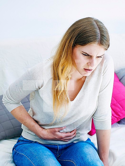 Woman with abdominal pain  