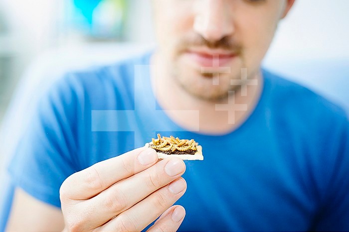 Man eating insect
