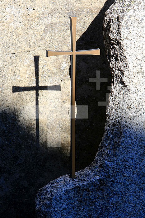 Cross on a tombstone. Cemetery Contamines-Montjoie.