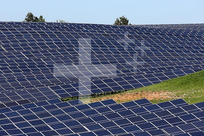 Solar farm. Photovoltaic power plant. Alpes-de-Haute-Provence. France.