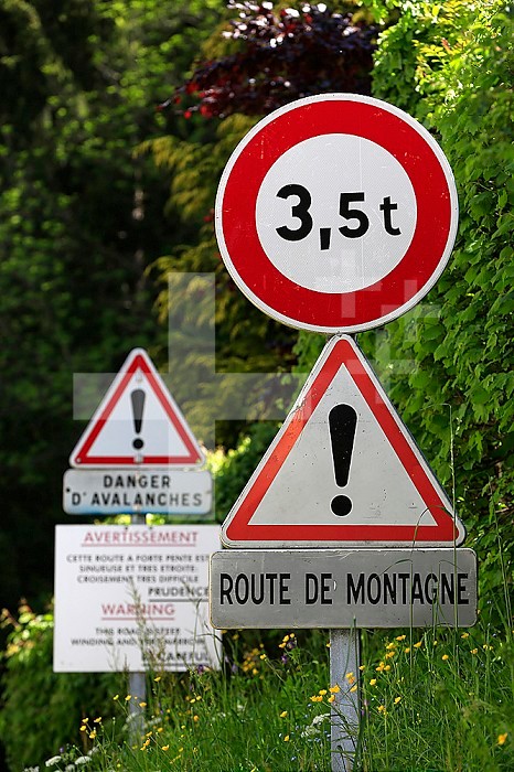 French Alps. Bionnassay. Dangerous mountain road.